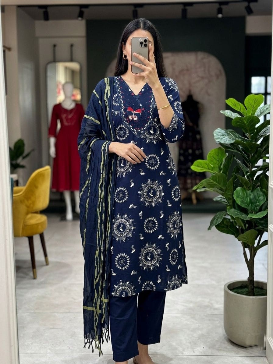 Black Floral Printed Salwar Set